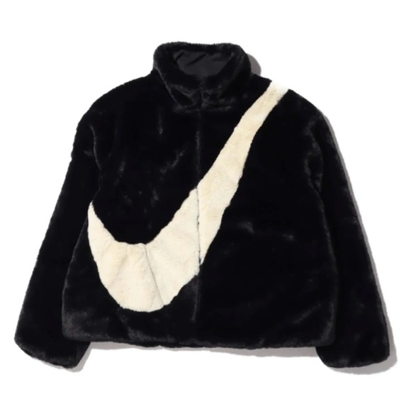 NEW Nike Sportswear Plush Faux Fur Teddy Sherpa Jacket 'Fossil' Women’s Size M - Picture 2 of 10